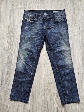 Diesel Getlegg 31x32 Slim Skinny Low Waist Distressed Stretch Jeans Blue